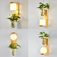wooden wall lamp indoor home decoration bedroom living room balcony headbed wall background bedside plant aisle solid wall light