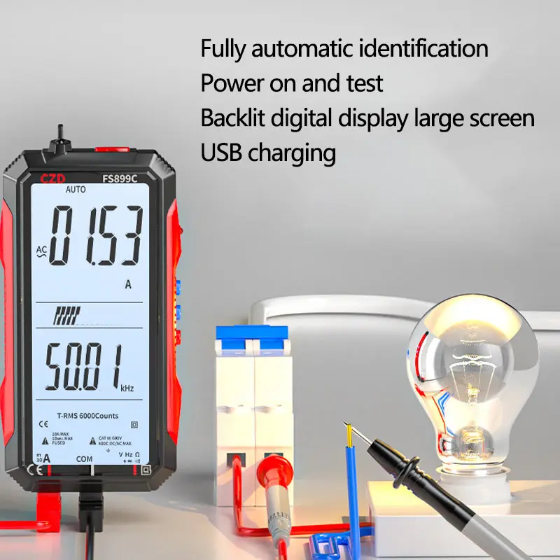Высокоточный цифровой мультиметр умный тестер постоянного тока Бесконтактный