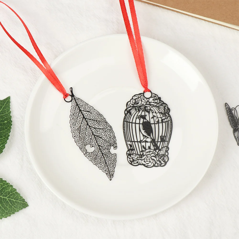 Красивая полая металлическая Закладка с красным ремешком канцелярские