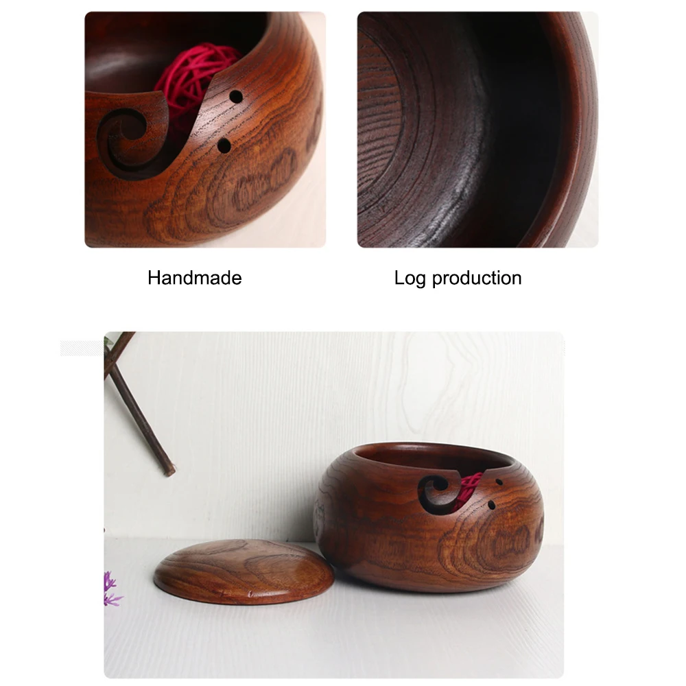 Портативная Деревянная миска из шерсти с крышкой пылезащитная для хранения