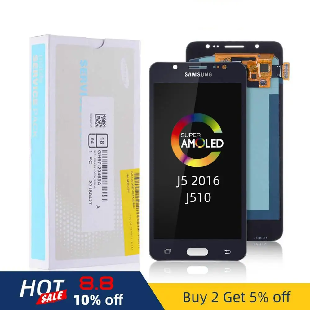 Супер AMOLED оригинальный 5 2 ''ЖК дисплей для samsung Galaxy J5 2016 сенсорный экран J510 J510F