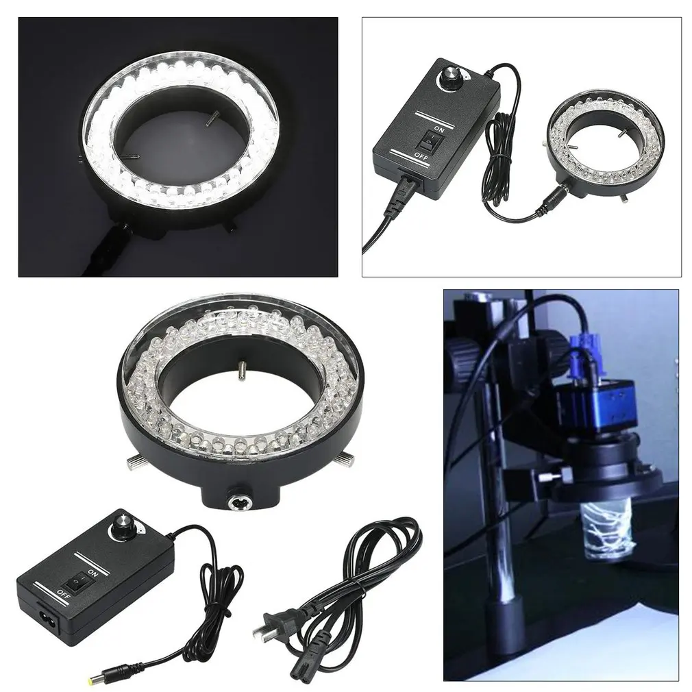 

Adjustable 56 LED Ring Light Illuminator Lamp for Industry Stereo Microscope Camera Magnifier AC 90V-240V Power Adapter