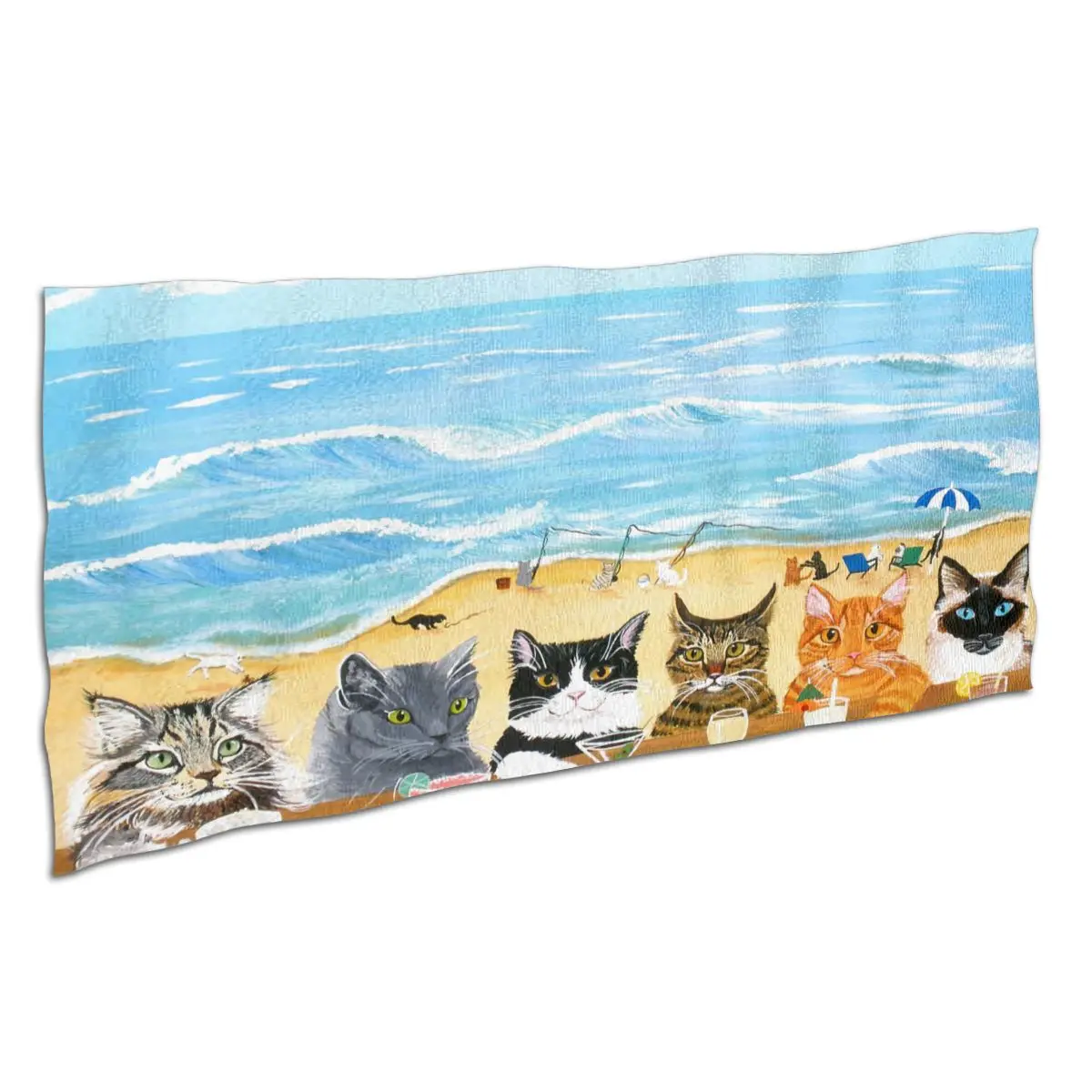 Забавный котенок для пляжа и отдыха быстросохнущие пляжные полотенца плавания