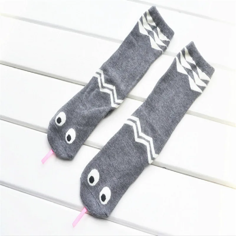 Детские носки от 0 до 2 лет, детские носки из чесаного хлопка в виде маленькой змеи с мультяшным рисунком для девочек, размеры 4