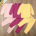 Хлопковая Повседневная однотонная одежда с длинными рукавами для маленьких мальчиков и девочек на осень и зиму