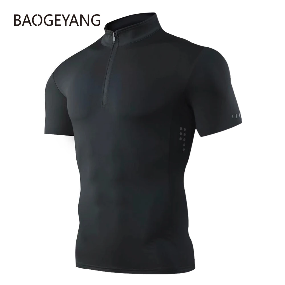 Men's Dry Fit Compression Shirt Fitness Rashguard Short Sleeves Running Clothes Gym T Shirt Sport Football Muscle Shirts Men