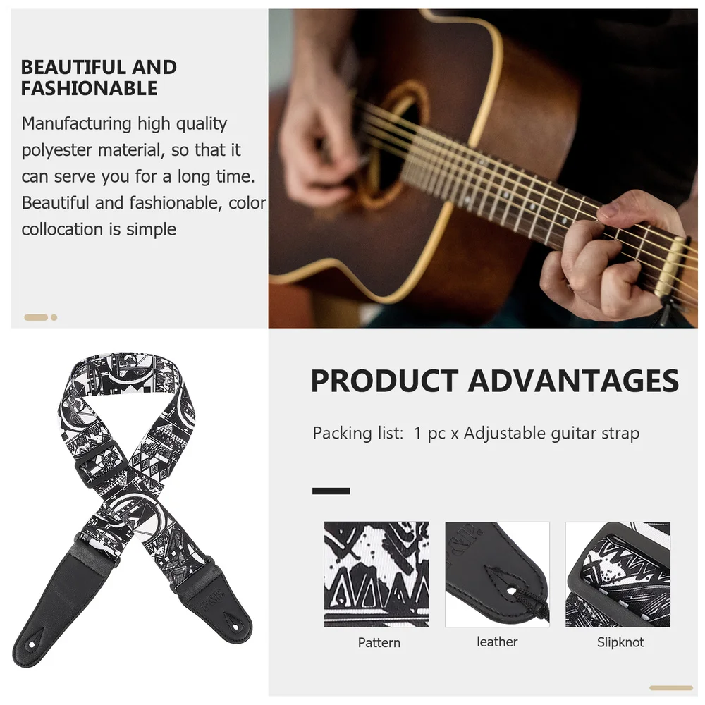 

Printed Guitar Shoulder Strap Polyester Electric Guitar Strap Guitar Belt