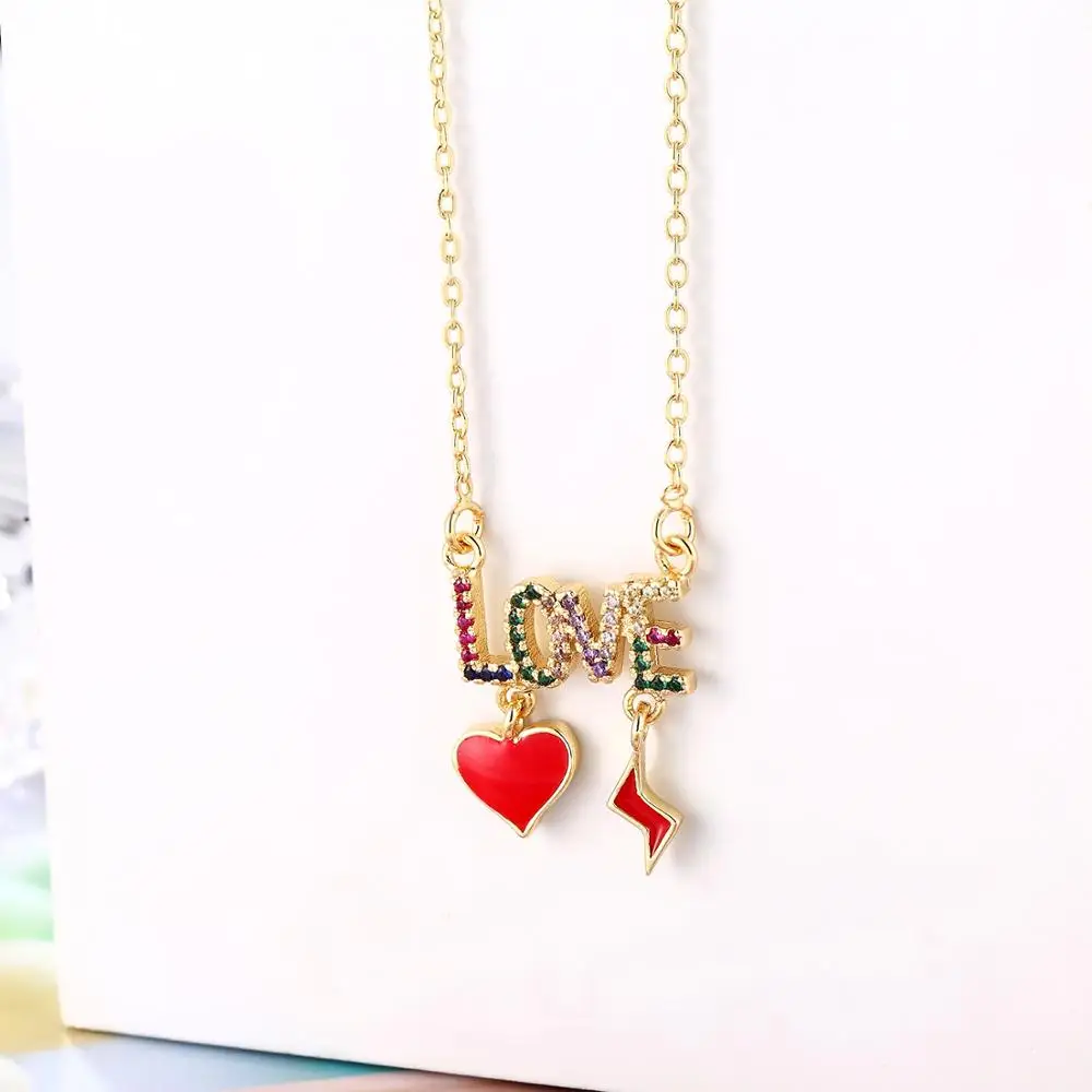 Новинка 2020 модная пара один продукт радуга ПАВЕ любовь в сочетании с эмалью форме