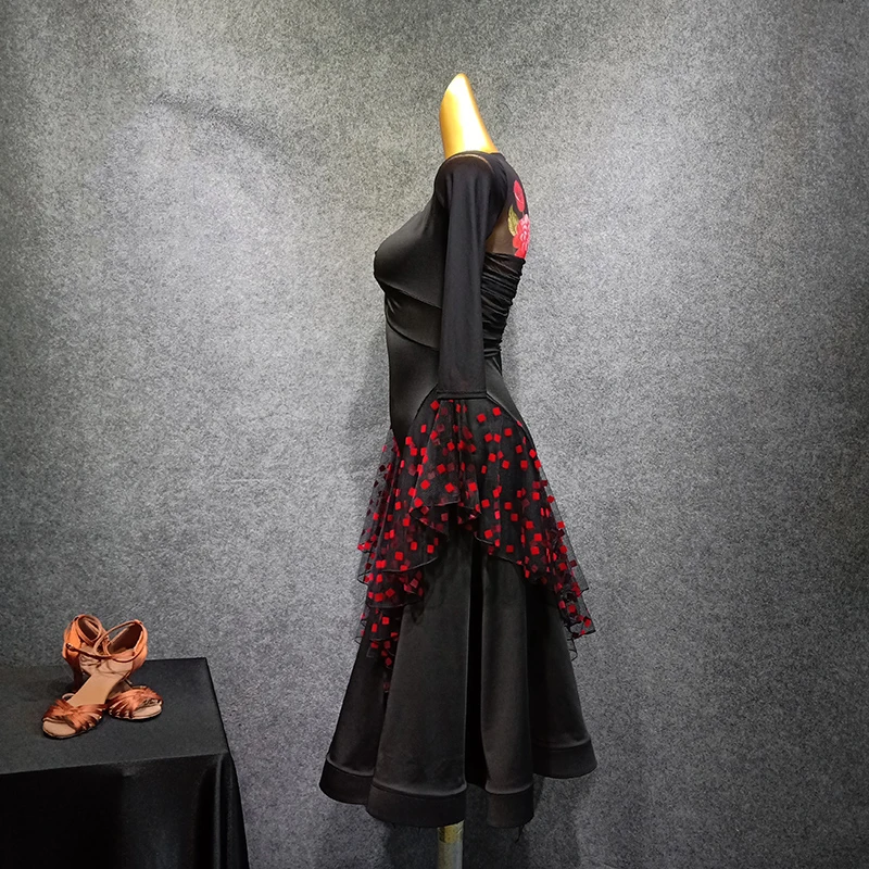 

New women dance dresses standard ballroom dance dresses long waltz dress luminous costumes dance wear rumba dance costumes