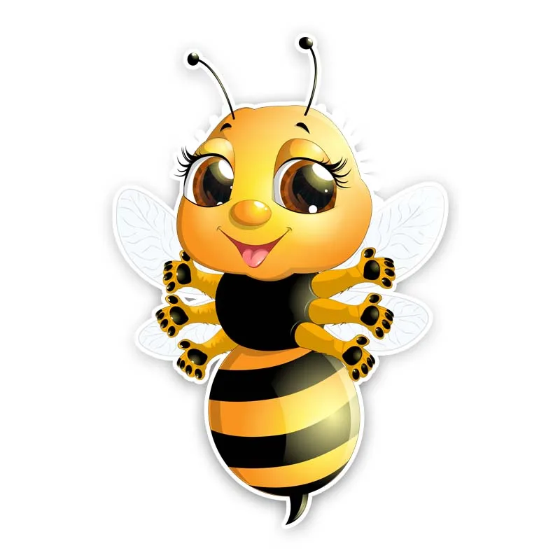 

New Reflective Bee with Six Hands Car-Stickers for Bumper Rear Windshield Suv Vinyl Decal Auto Exterior Decoration 15*10cm