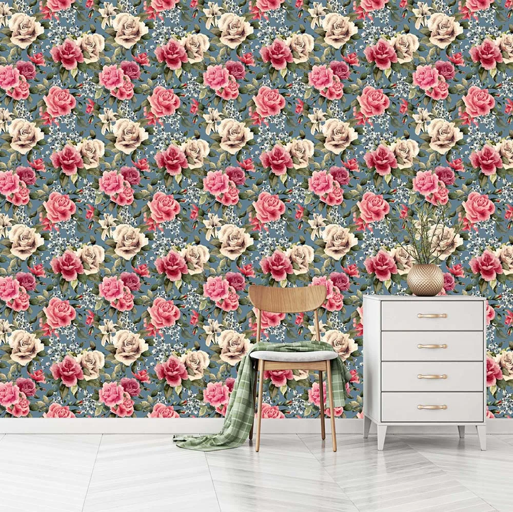 

Colorful Floral Wall Stickers Hand-painted Wallpaper Furniture Decal Living Room Bedroom House Home Decor Wall Stickers