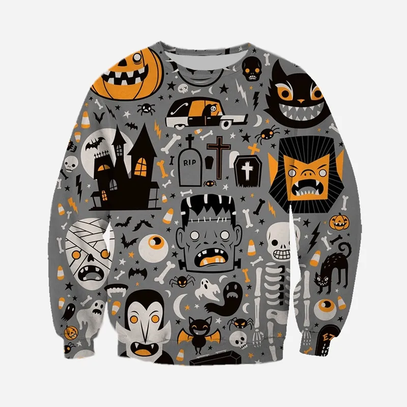 

3D printing Halloween series fashion zipper Sweatshirt casual Street hip hop Hoodie