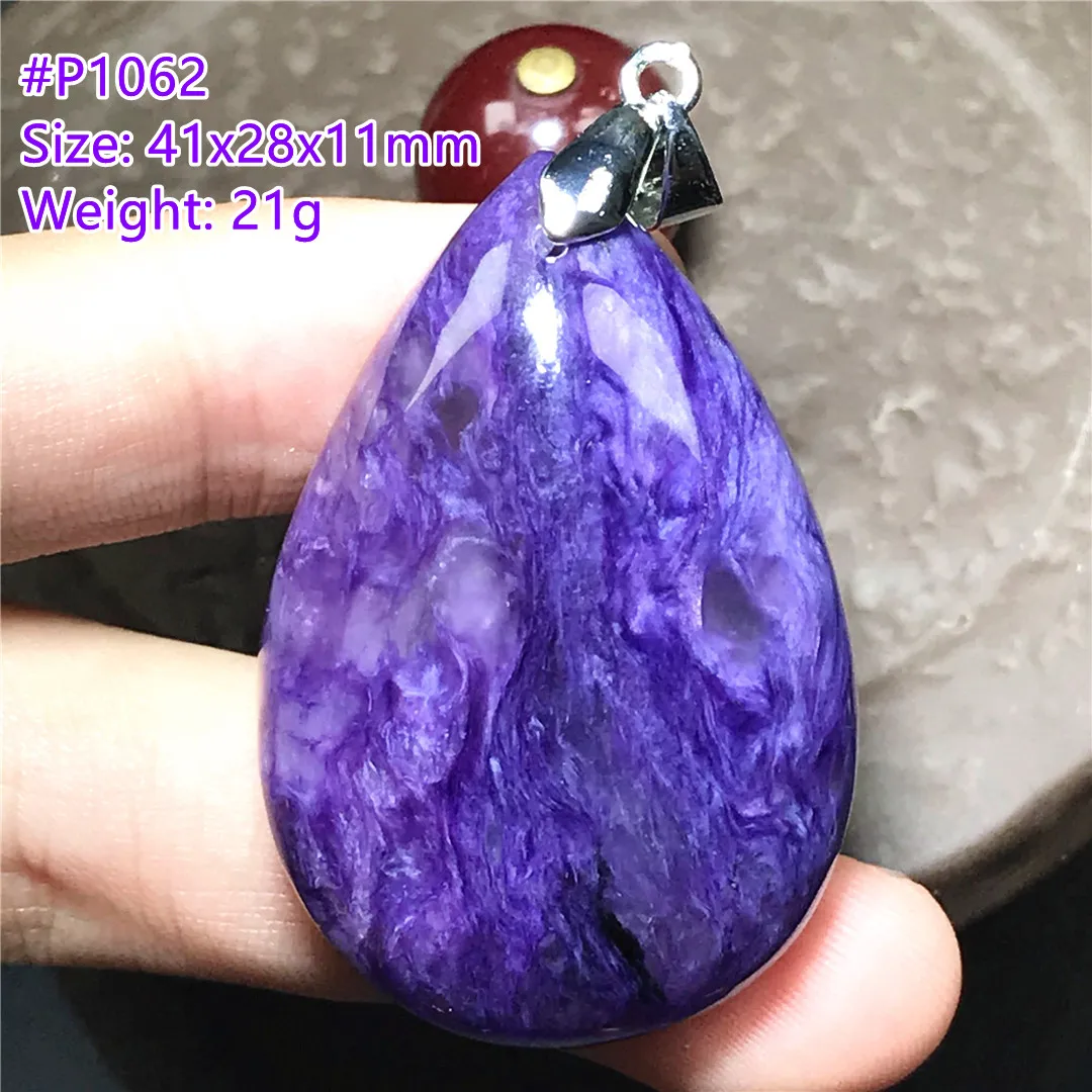 

Natural Purple Charoite Pendant For Women Lady Men Healing Love Gift 41x28x11mm Beads Luck Crystal Stone Silver Jewelry AAAAA