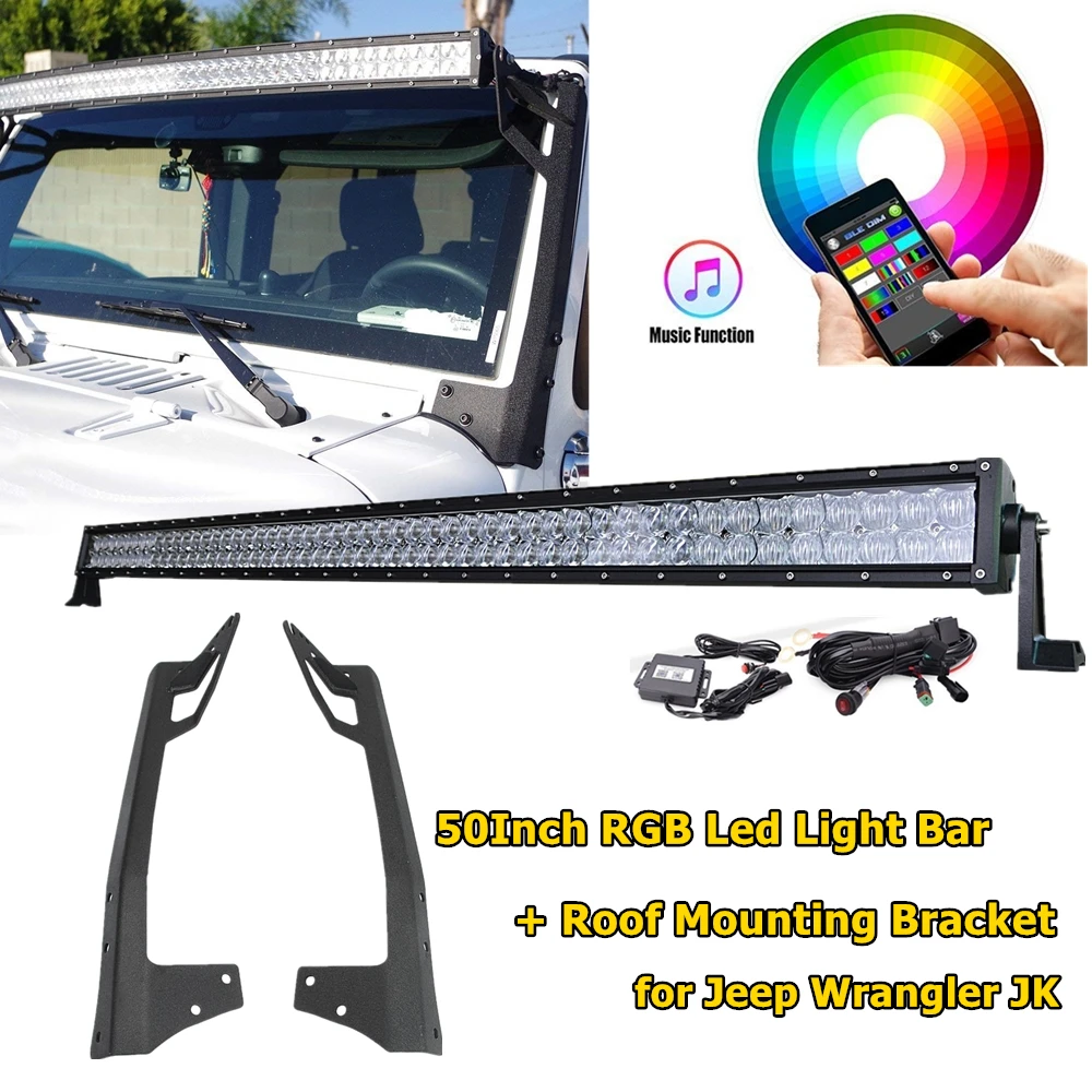 1Set Для Jeep JK автомобильный крепежный кронштейн для крыши 5D 50 дюймов 288 Вт Светодиодная панель RGB приложение Bluetooth набор управления для Jeep Wrangler JK 07-18 - Цвет: 1Set