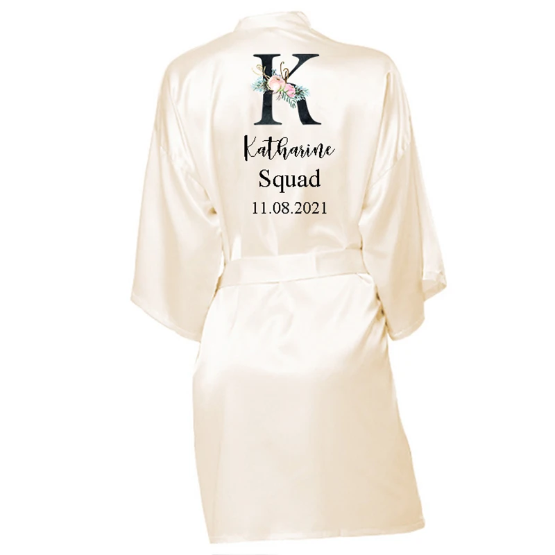 

Personalized Flower Print Custom Name Bridal Party Robes Bridesmaid Robes gift Wedding Bride Team Robes
