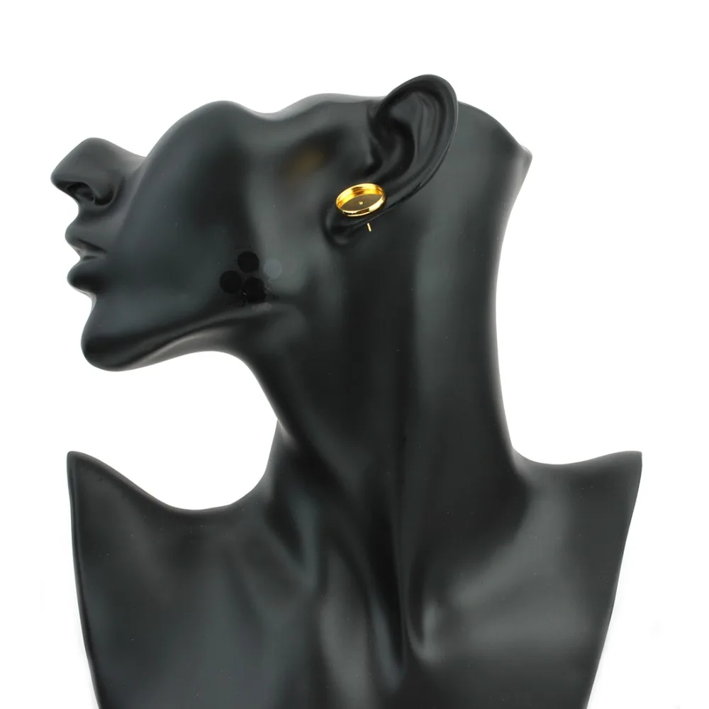 

20pcs Gold Color Earring Stud 8 10 12 14 16mm Round Earring Blank Base Bezel Fit Glass Cabochon Jewelry Earring Post Findings