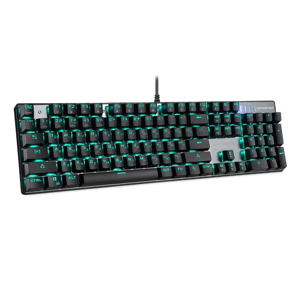 Motospeed CK104 игровая механическая клавиатура Русский Английский красный переключатель синие металлические Проводные светодиодный фоновая подсветка RGB Anti-Ghosting для геймера
