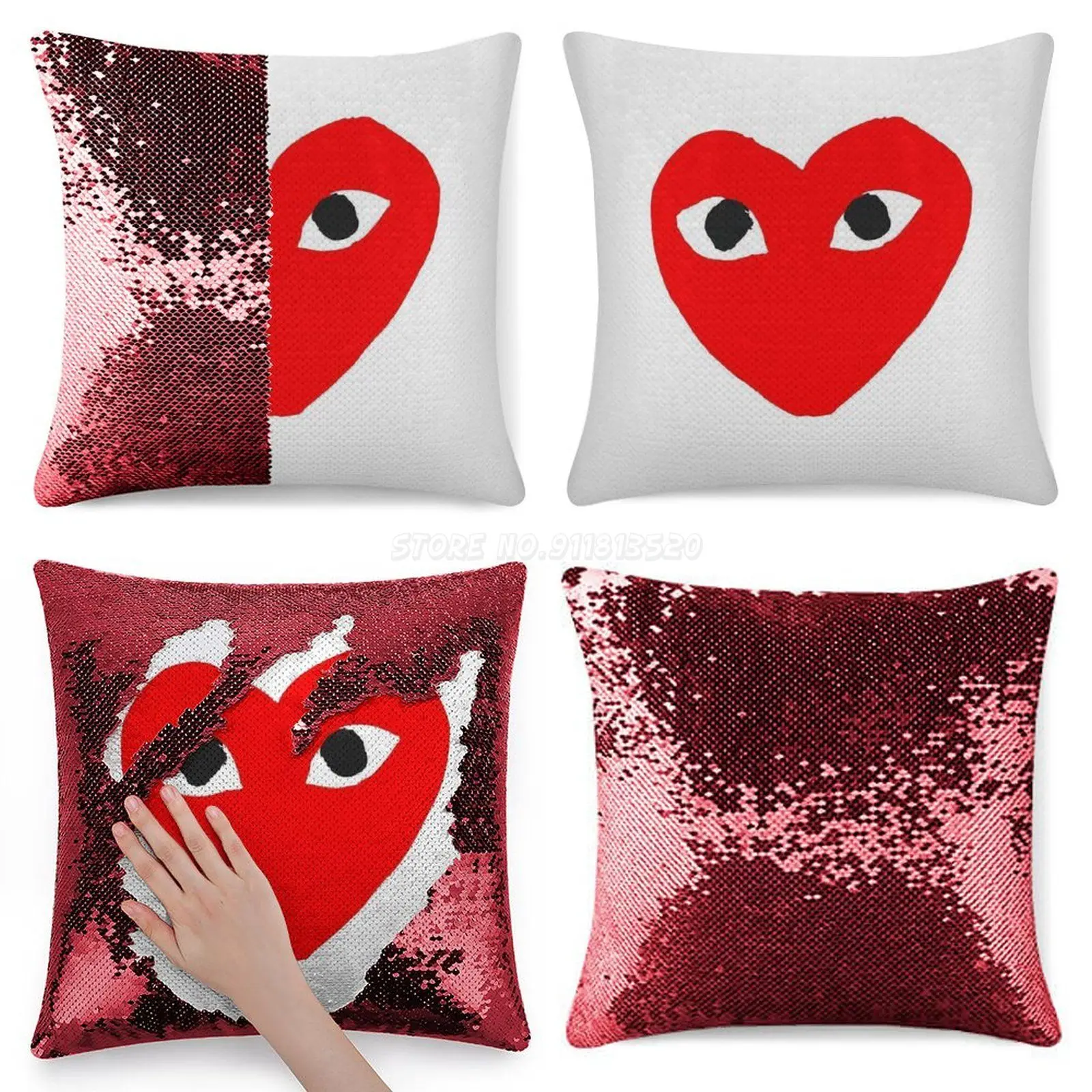 Наволочка с блестками в форме сердца наволочка для дивана 40x40 см | Дом и сад
