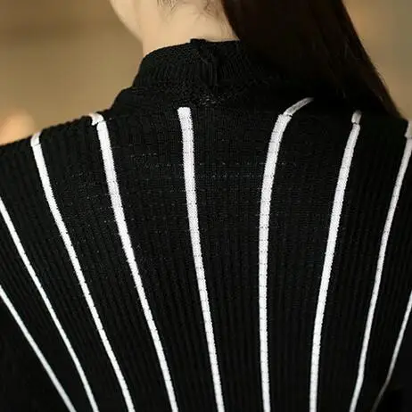 Зимний женский кардиган 2020 Модный Полосатый свитер с длинным рукавом тонкий