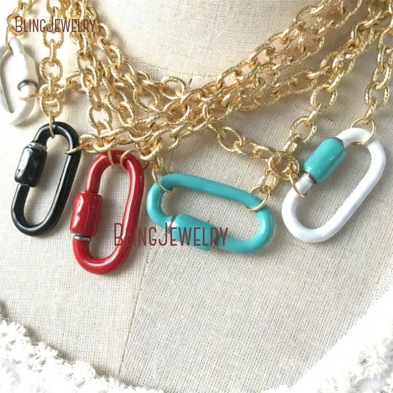 Эмаль винт застежка ожерелье карабин овальный замок Золотая цепочка