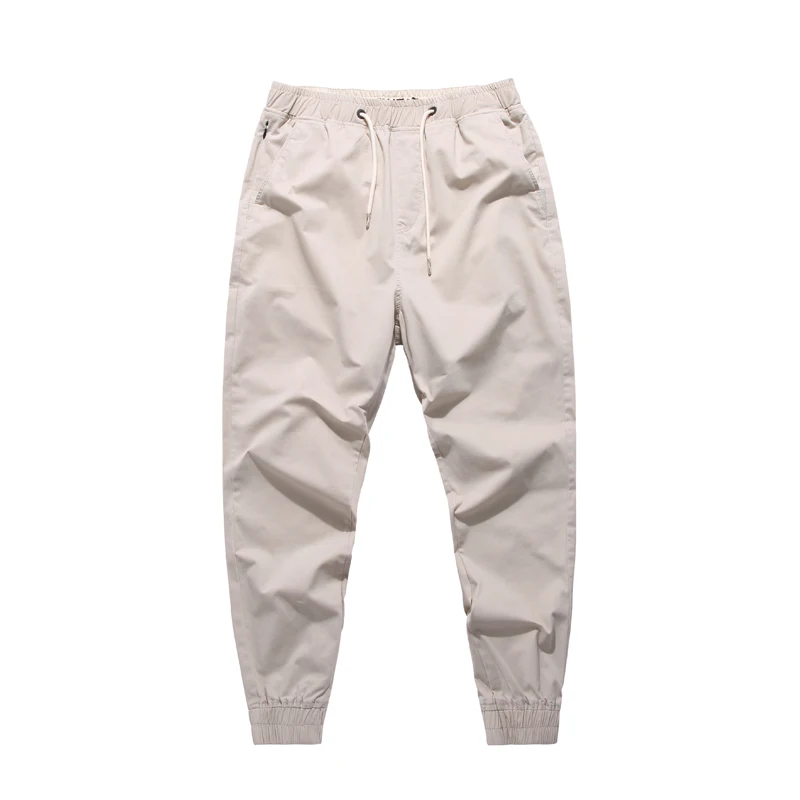 Мужские брюки карандаш хлопковые с эластичной талией для бега на весну и лето