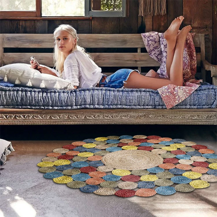 Напольный коврик ручной работы из натурального джута декоративный джутовый