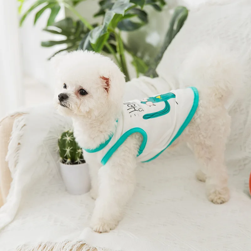 

Одежда для домашних животных, мультяшная одежда для маленьких собак, кошек, ананасов, кактусов, чихуахуа, жилеты с принтом, надпись Hello, милый...