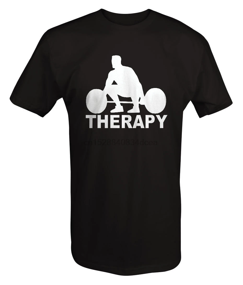 

2019 Hot Sale 100 Cotton Gymer Deadlift Workout Heavy Lifting THERAPY T Shirt Summer Style Tee Shirt
