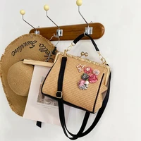 fashion handmade straw beach bag for women 2021 summer vacation seaside handbag female bag flower shoulder bag