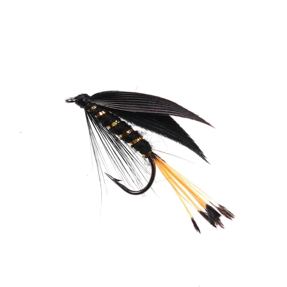 Верх 8 шт. мокрые мушки с #12 черным утенком крылом фазана хвостом завязывающим