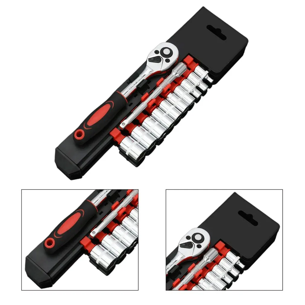 

12pcs 1/4 Inch Ratchet Socket Wrench Set Drive Socket Set 10 Sockets 2 Way Quick Released Ratchet Handle And Extension Bar