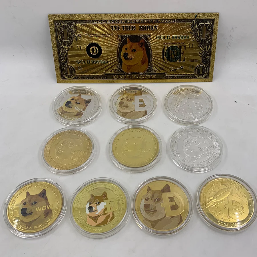 

100 pcs Dogecoin Ada Cardano Crypto Coin Cryptocurrency Collectible Coin Bitcoin Art Collection Physical Gold Commemorative Coin