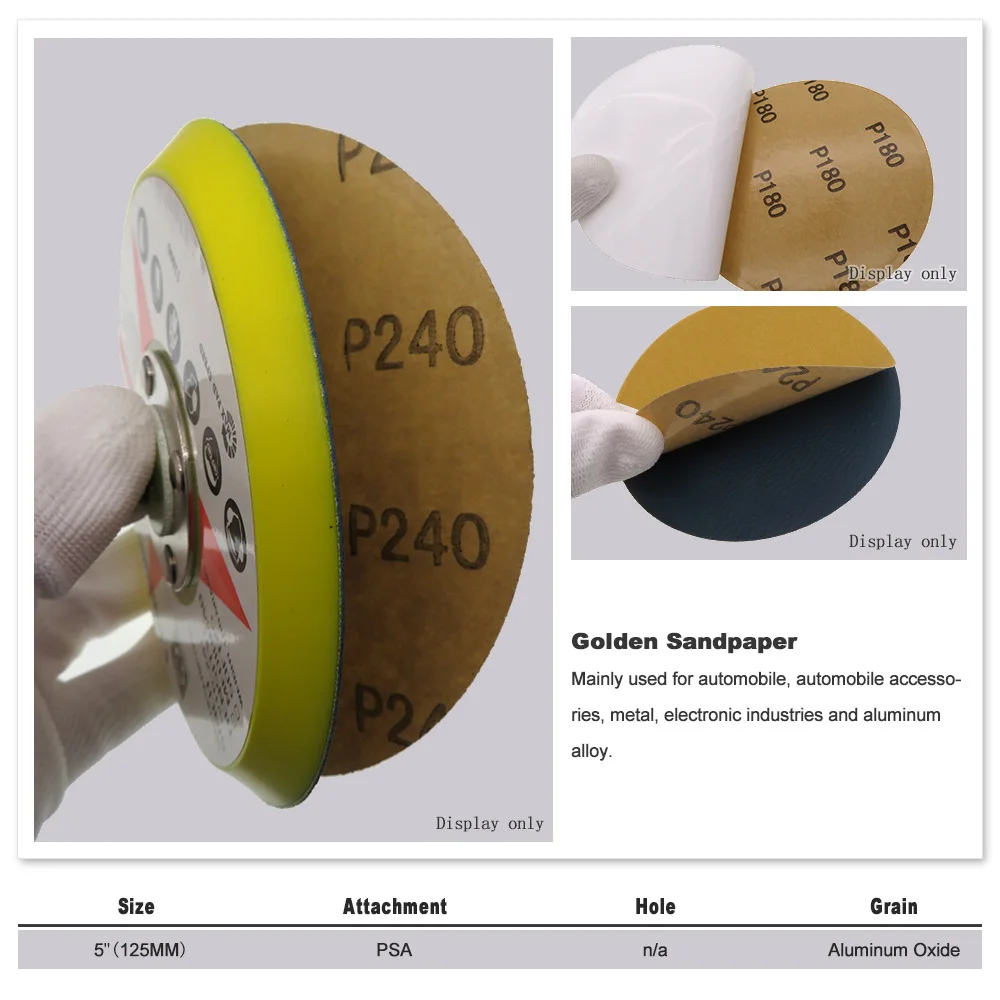 5&quot 6&quot Gold PSA 50pcs Premium Sandpaper Hook loop Self Adhesive Sanding Discs for DA Sanders 40-1000 grits | Инструменты