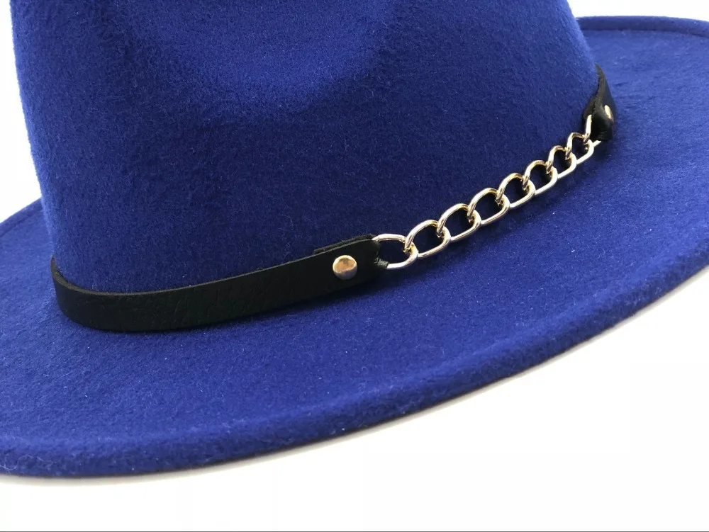 Шерстяные фетровые шляпы Мужские фетровые шляпы с цепочкой Женские винтажные шляпы Трилби шерсть фетровая шляпа теплая джазовая шляпа женская шляпа