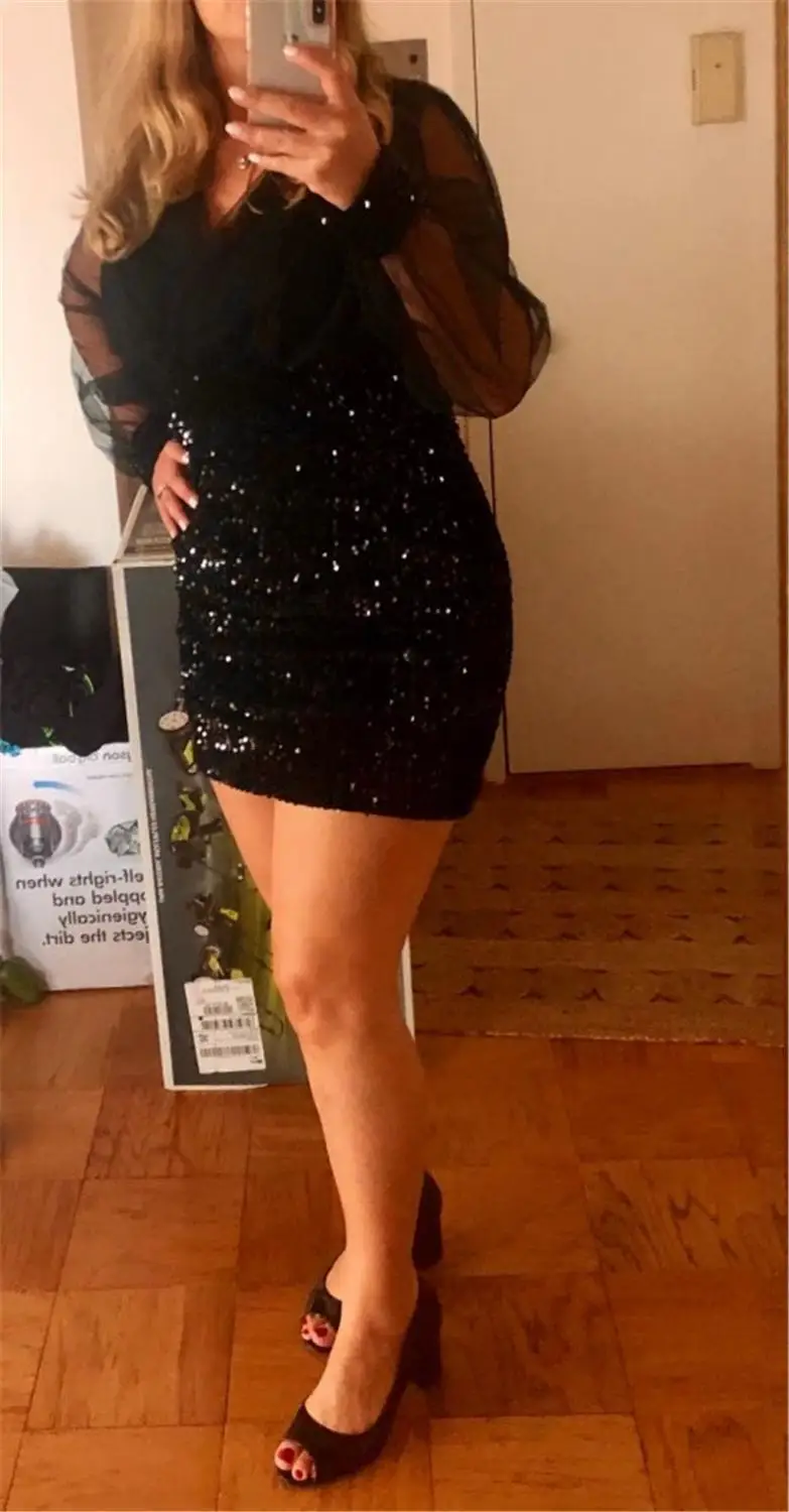 Блестящее Сетчатое лоскутное привлекательное облегающее дизайнерское платье с