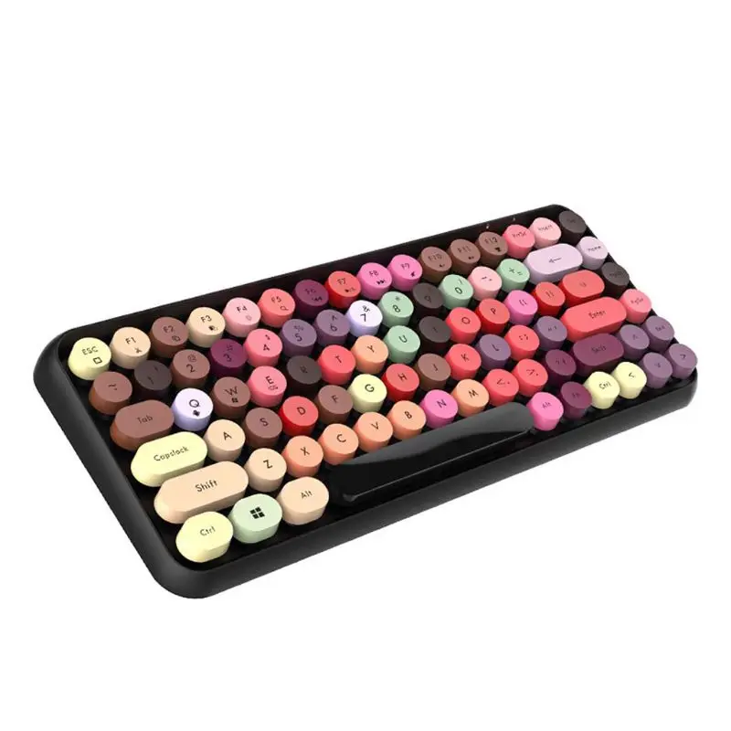 

Bluetooth Keyboard Retro Round Keycap Colorful Plastic Panel Punk Phone Keyboard