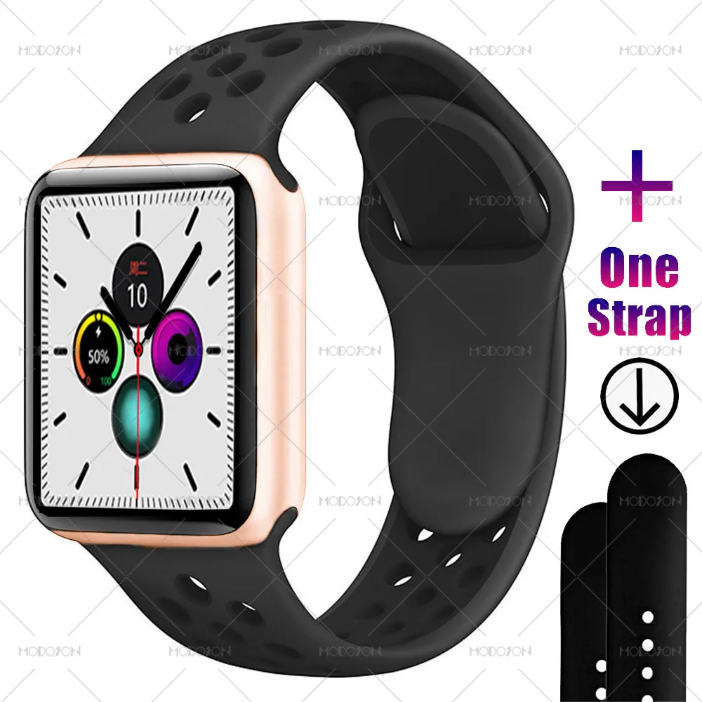 Gold Gray Black MODOSON, умные часы iwo 12, серия 5, 30, с циферблатом, пульсометр, умные часы, фитнес-трекер, часы для Apple iphone, Android - Цвет: Gold Gray Black