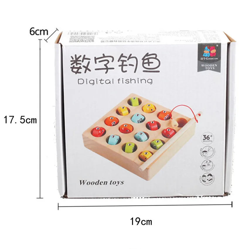 

New Baby Wooden Magnetic Fishing Game Montessori Toys Colorful 3D Fish Digital Math Early Educational Puzzle Toy For Children
