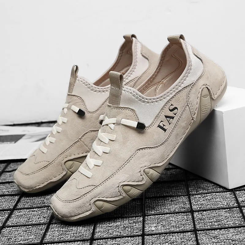 

Туфли мужские кожаные на плоской подошве, Модные Кожаные слипоны, уличные дышащие туфли для вождения, повседневные лоферы в британском стил...