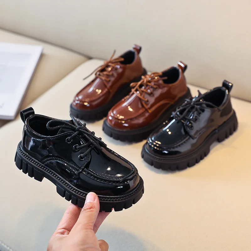 CUZULLAA-zapatos de charol con cordones para ni&ntilde;os y ni&ntilde;as, calzado informal cl&aacute;sico de moda, talla 26-36-1