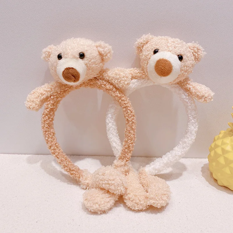 

Classic Simple Design Kawaii Korean Ins Net Red Cute Girl Three-Dimensional Plush Bear Headband Hair Ring Accessories Bauble