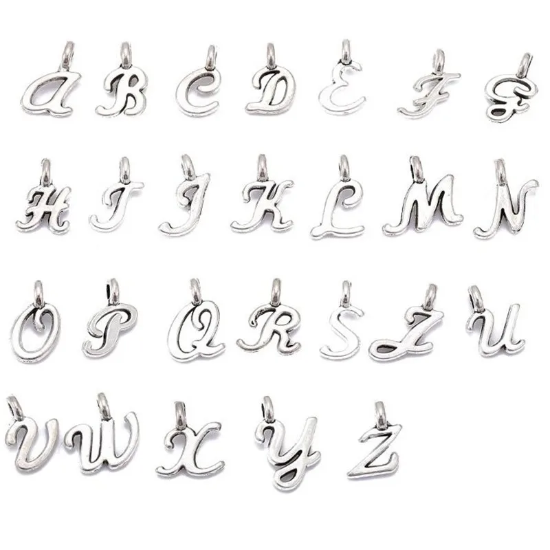 

26pcs New Product 2 colour letter A-Z Charms Pendant Jewelry Metal Alloy Jewelry Marking 10*7mm S117