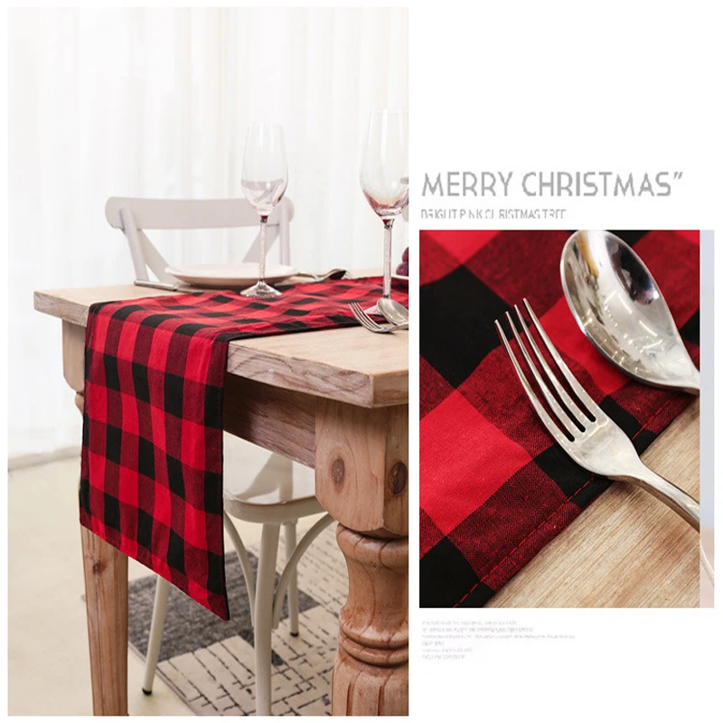 180*35 см черная красная клетчатая Рождественская Скатерть прямоугольная скатерть
