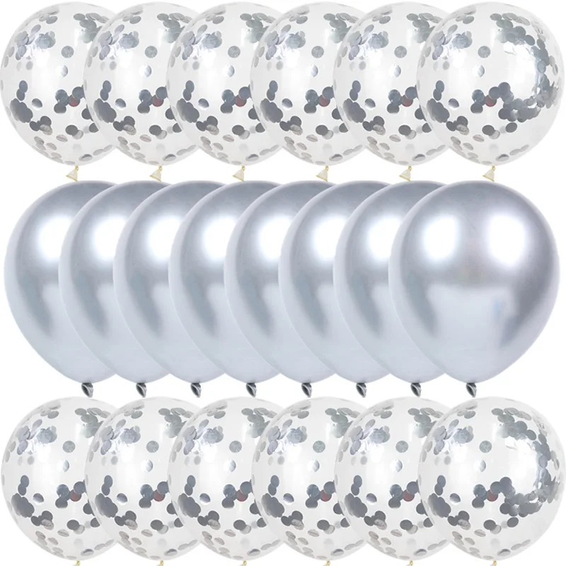 Шары воздушные металлические хром 20 шт./набор шары с золотыми конфетти | Дом и сад