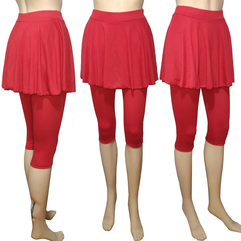 

Elastic Sports Pants Women With Skirt Fitness Leggings Workout False Two-piece Leggings With Short Skirt For Dacne