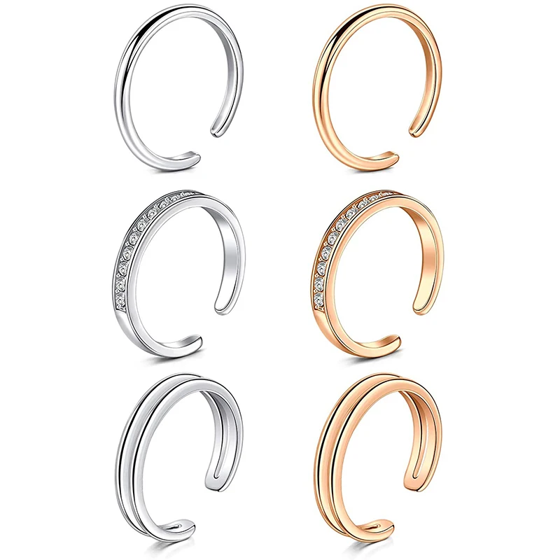 

Кольца с открытым носком для женщин, Простые сандалии цвета розового золота с регулируемым размером, с застежкой на костяшке, ювелирные изделия для лета