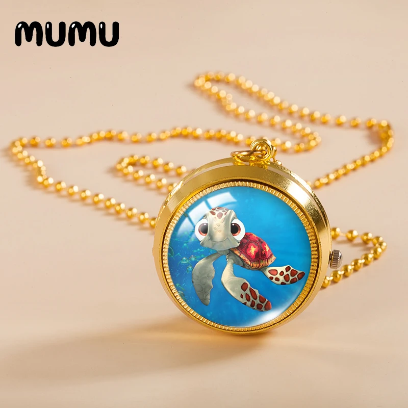 Новинка 2021 г. карманные часы в виде поисков Немо ожерелье золотого цвета