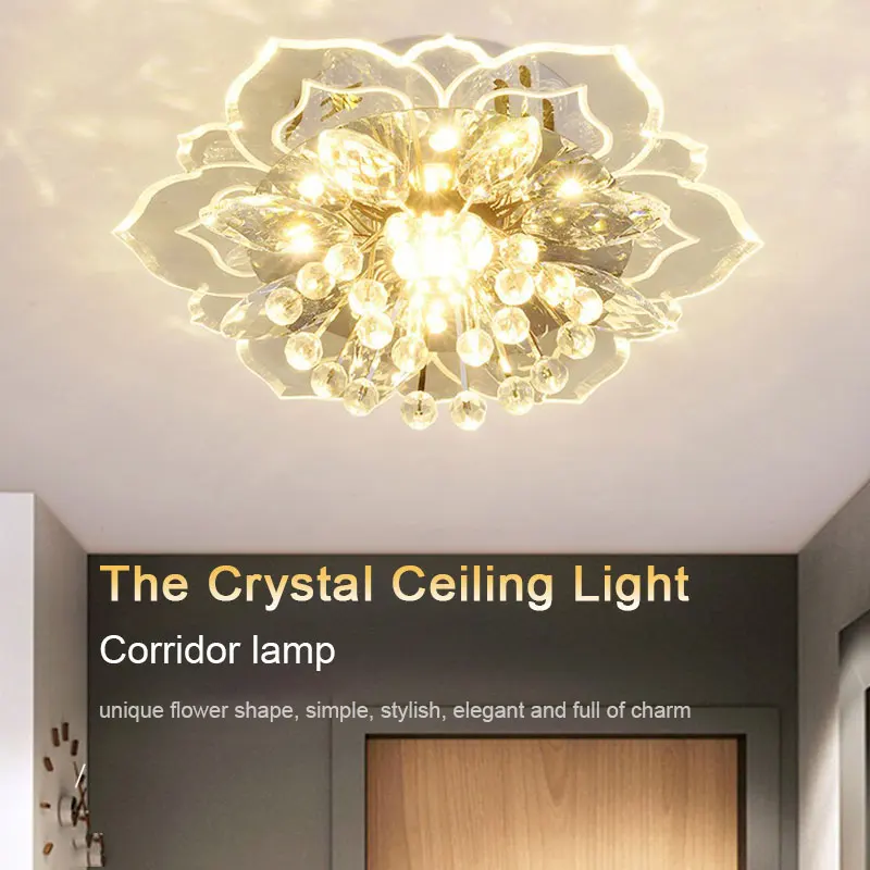 

20cm LED Crystal Ceiling Light Modern Flower Shape Ceiling Lamp Hallway Living Room Lamp Bedroom Kitchen Corridors Aisle Light