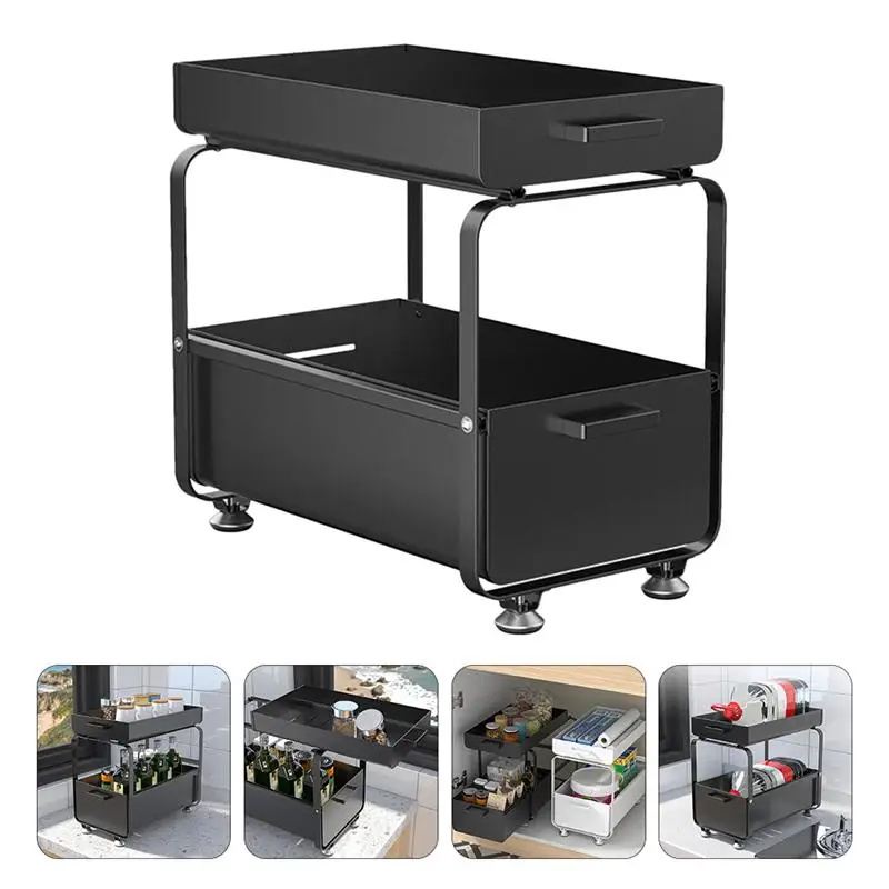 

Organizing Rack Practical Useful 2-layers Sundries Rack Storage Rack for Home Kitchen Bathroom