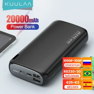 kuulaa power bank 20000mah portable charging poverbank mobile phone external battery charger powerbank 20000 mah for xiaomi mi free global shipping